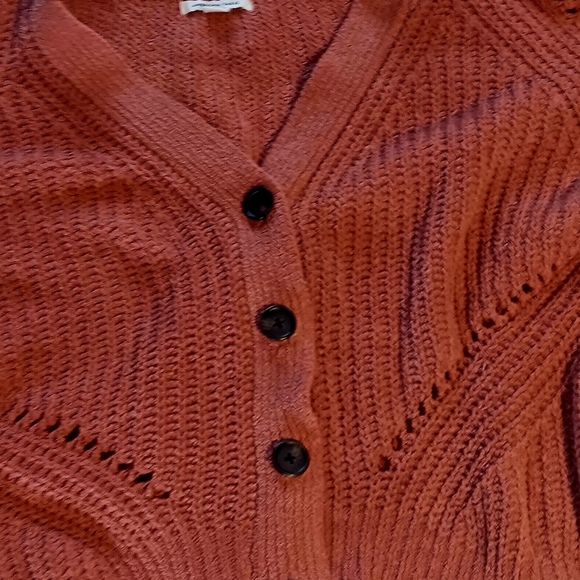 NEW American Eagle Soft Cozy Salmon Cardigan, Cute Grandpa-Style Sweater, Large - Picture 3 of 4